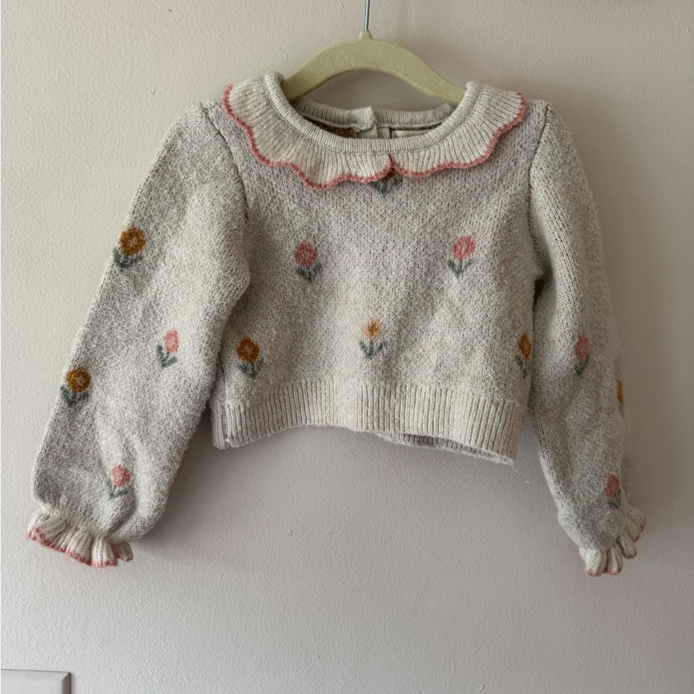 Cynthia Rowley Cream Floral Knit Sweater & Skirt Set - Picture 2 of 5
